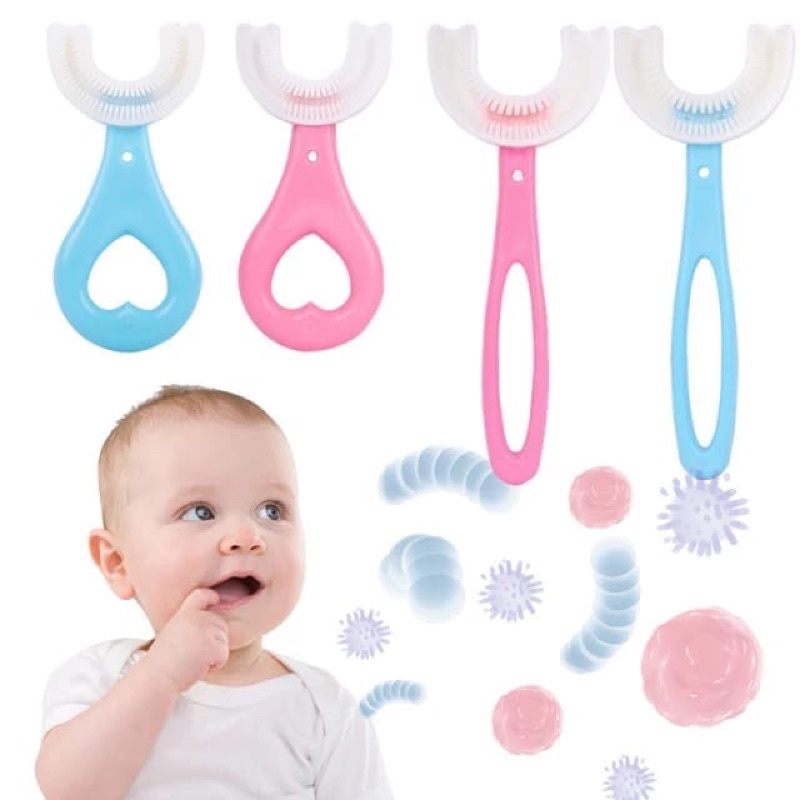 Sikat Gigi Anak Bentuk U Bahan Silikon / Training Toothbrush / Tooth Brush Baby Silicon type U 360° Sikat gigi anak bentuk U lembut training toothbrush