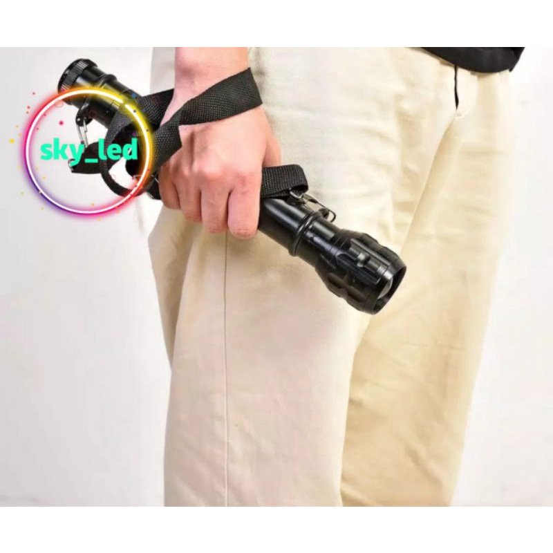 senter swat police/panjang  3baterai besar/baterai abc besar/senter /body besi/ baterai besar
