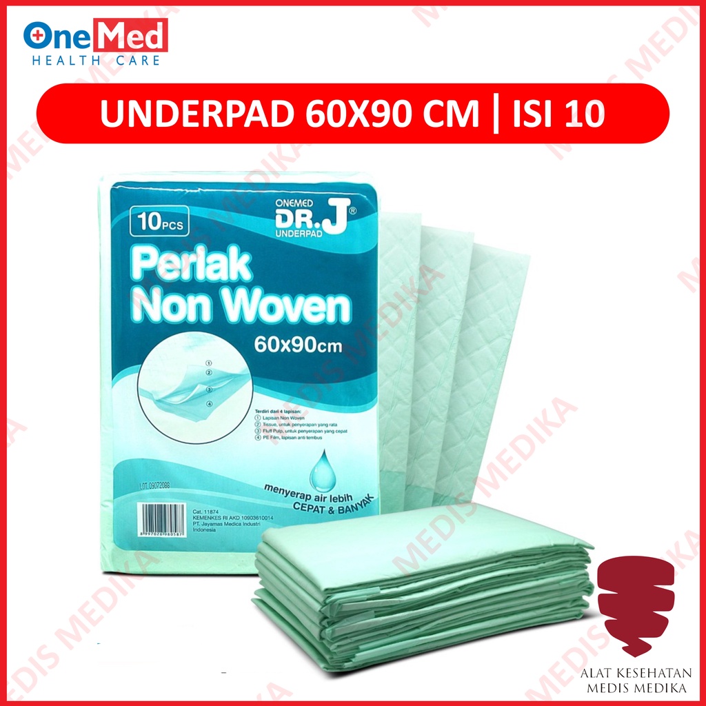 Underpad 60 x 90 Dr.J Onemed Alas Perlak Under Pad Popok Ompol Dr J 60x90 Dr. J 60x90cm Isi 10