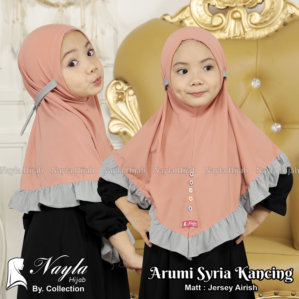 Kerudung Anak Instan Model ARUMI KANCING Jersey Airis Hijab Anak Jersey Original Nayla Hija'b