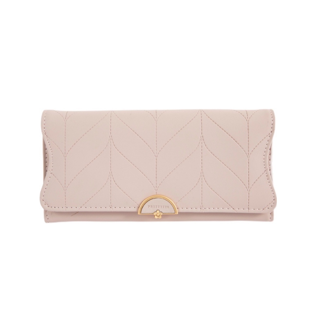 DOMPET LIPAT PANJANG WANITA PESTA PRETTYZYS ORI IMPORT KULIT PINK MAIGA WA514P3 PREMIUM KOREA SLOT KARTU UANG BESAR CEWEK MURAH FASHION KEKINIAN REMAJA BRANDED BATAM