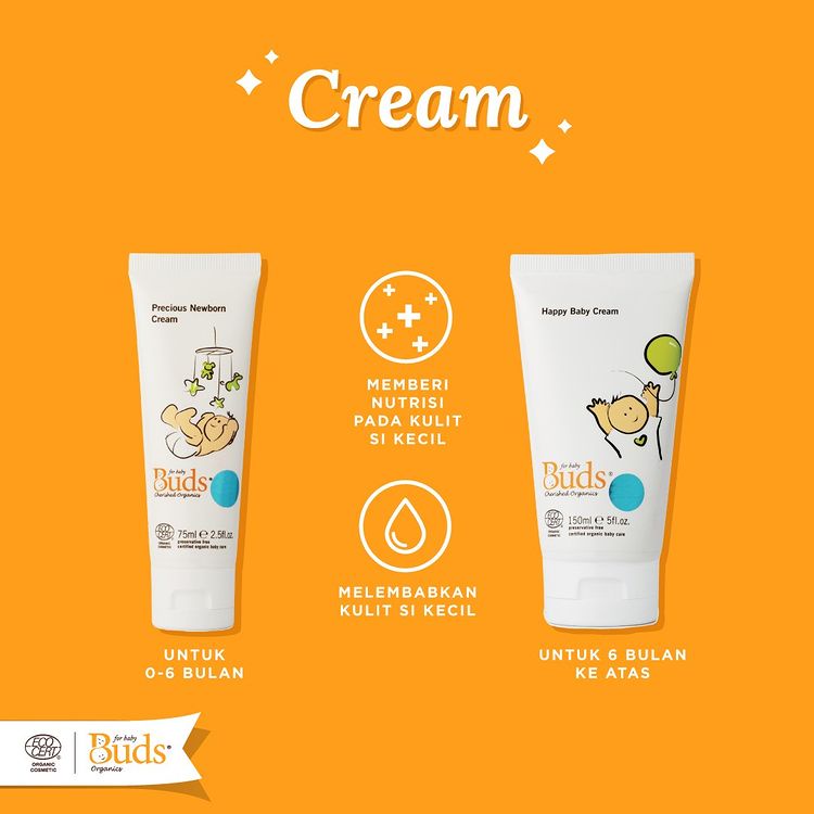 Buds Organics Happy Baby Cream - Lotion atau Krim Perawatan Kulit Bayi dan Anak