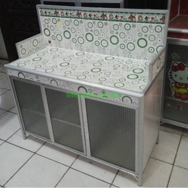 Meja Kompor Dapur 3 Pintu + Rak Piring Keramik Aluminium ...