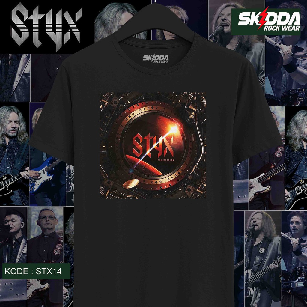 T Shirt Kaos Band Rock STYX – The Mission - Premium Black NSA