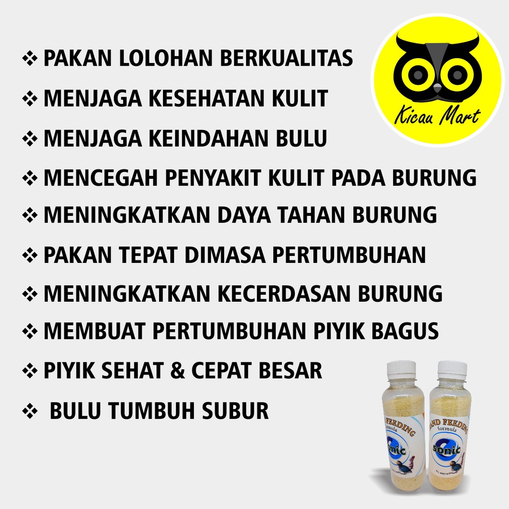 PAKAN HARIAN MAKANAN PIYIK ANAK BAYI BURUNG LOVEBIRD LOLOHAN LOLOH BUBUR HAND FEEDING SONIC PHFLTD