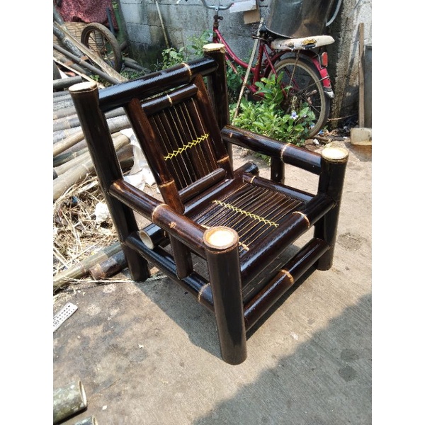 kursi tamu bambu hitam/Wulung, kursi santai, kursi rumahan, kursi minimalis, kursi tamu, kursi tradi