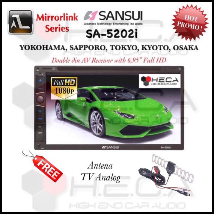Promo Terbatas Sansui Sa-5202I Full Hd Sa5202I Mkv Tape Tv Mobil Double Din Head Unit