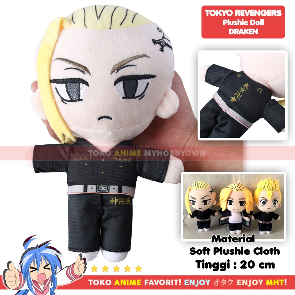 Boneka Anime Tokyo Revengers Plushie Doll Mikey Draken Takemichi Sano Manjiro Ryuguji Ken Hanagaki Tokyo Manji Chifuyu Matsuno