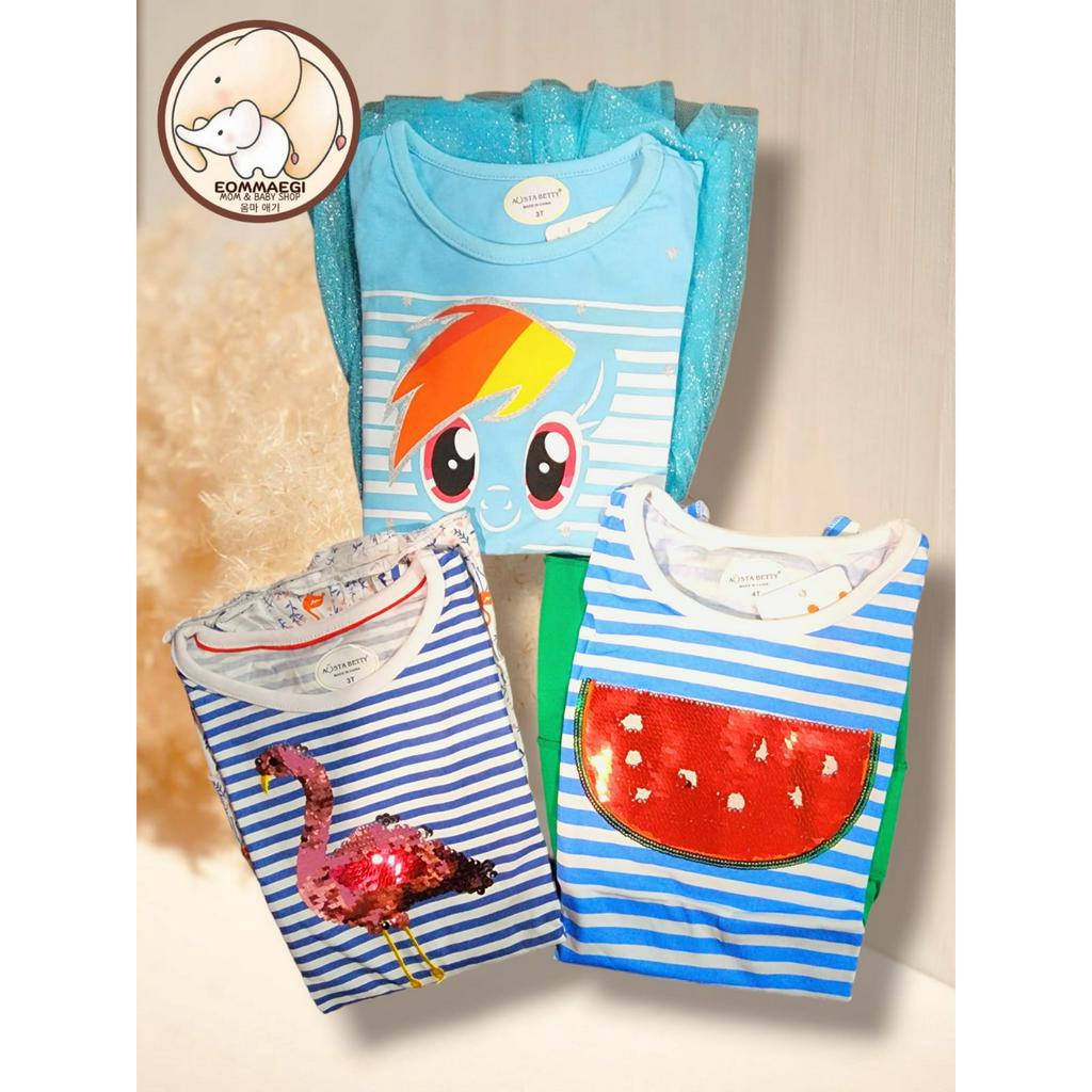 Dress Casual Anak Perempuan (Motif Watermelon, Flamingo, Rainbow Dash)