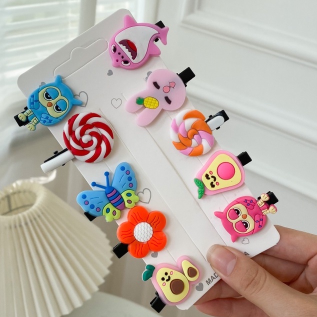 ED - 10PCS / SET JEPIT RAMBUT ANAK SET TERMURAH / JEPITAN RAMBUT ANAK MOTIF KARAKTER KARTUN-JPT - BABY SHARK