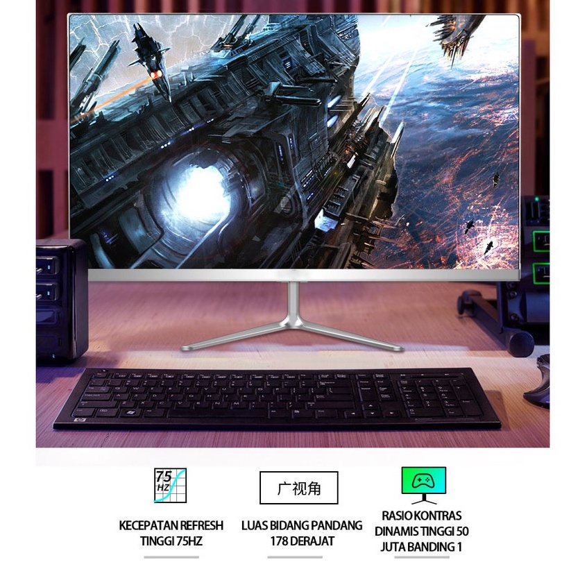 32-inci 75Hz monitor komputer LCD, desktop kantor, gaming, layar tanpa batas dengan resolusiFULL HD Gaming