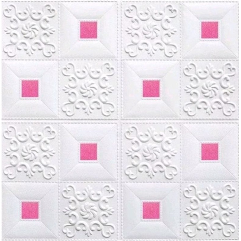 Brickfoam batik 3d 70x70cm Tebal 3mm-Batik + stiket pink