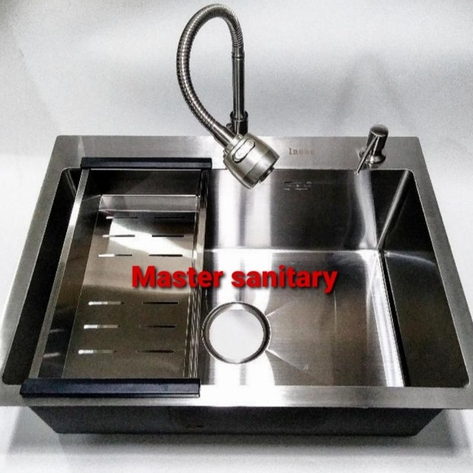 Paket Lengkap Kitchen Sink Stainless Inobe 6045 Model Onan Bolzano - Cuci Piring ( Peralatan Dan