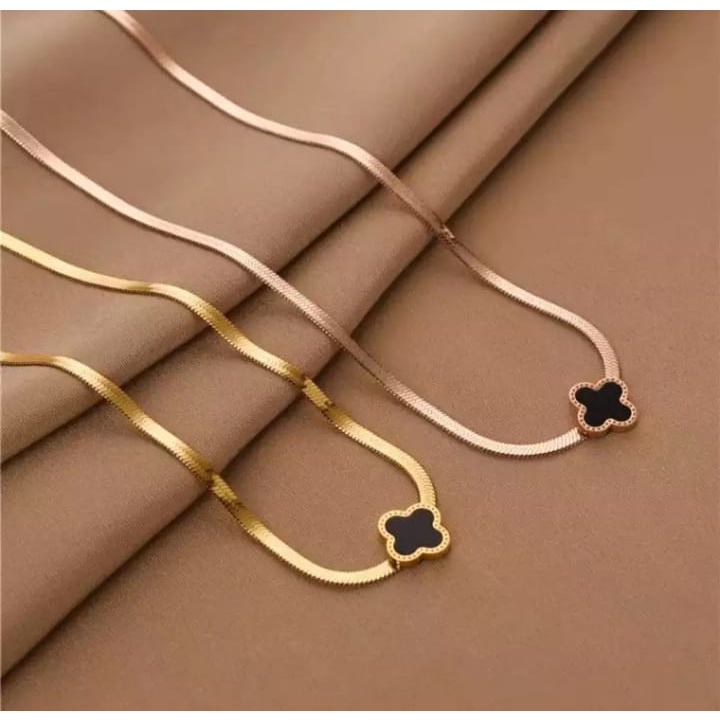 Bayar Ditempat ] Kalung Titanium Rose Gold Liontin Bola Pasir / Kalung Wanita / Kalung Titanium Asli Anti Karat Selamanya / COD / Kalung Korea / TERBARU