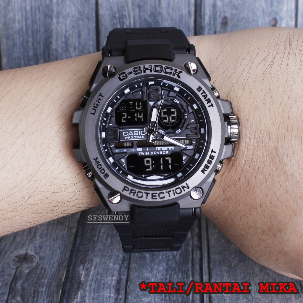 PROMO MURAH !!!Rantai Mika MRG-G2000 Black Hitam Jam tangan pria digital sporty