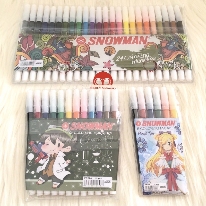 

Spidol Snowman 6 Warna - 12 warna - 24 Warna Sign Pen 12 Warna