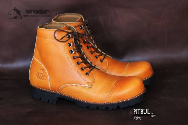 SEPATU SAFETYBOOTS FULL KULIT ASLI WOLF PITBULL ORIGINAL CH LEATHER