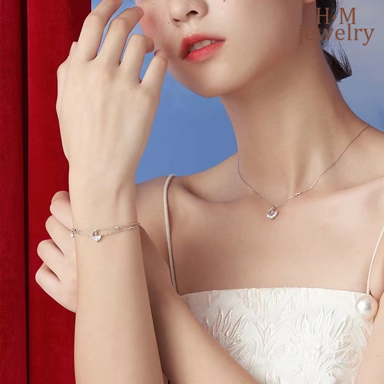 Gelang Tangan Sterling Silver 925 Model Bulan Sabit Untuk Wanita