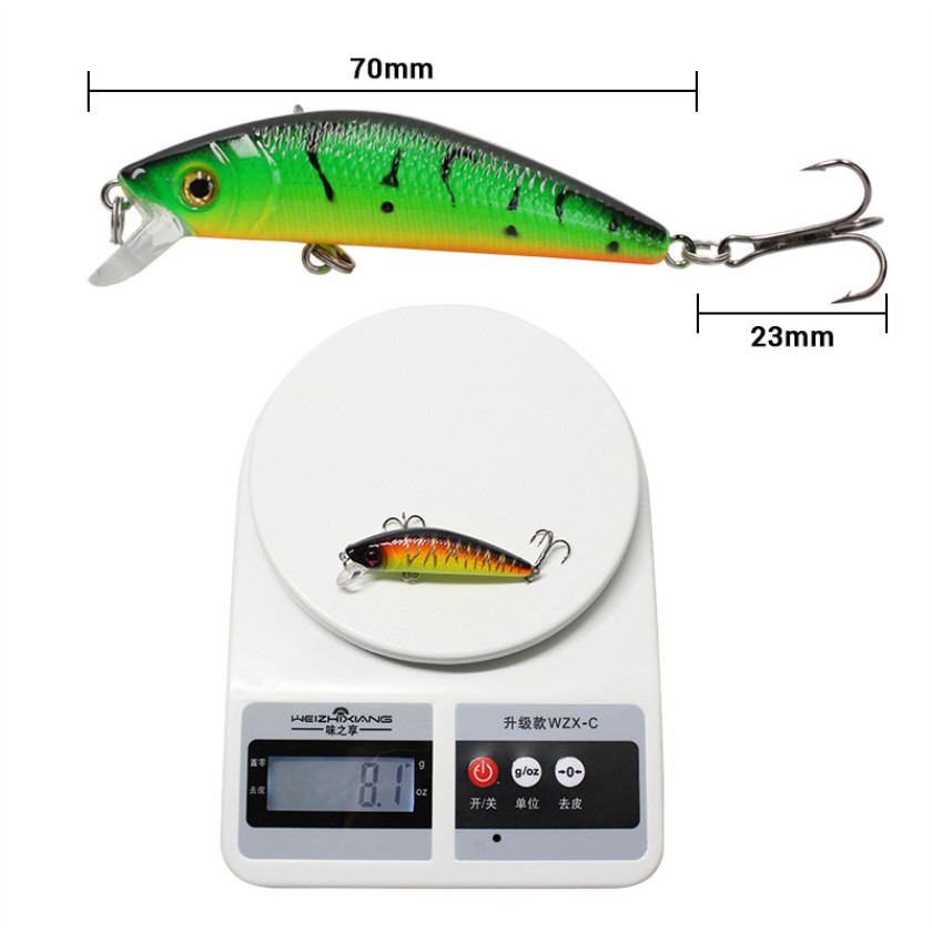 Shengyao 1Pcs Colorful Minnow Umpan Pancing Bentuk Fishing Lure 7cm/8.1g Swimbait Ikan Bass Bait Kail Wobbler