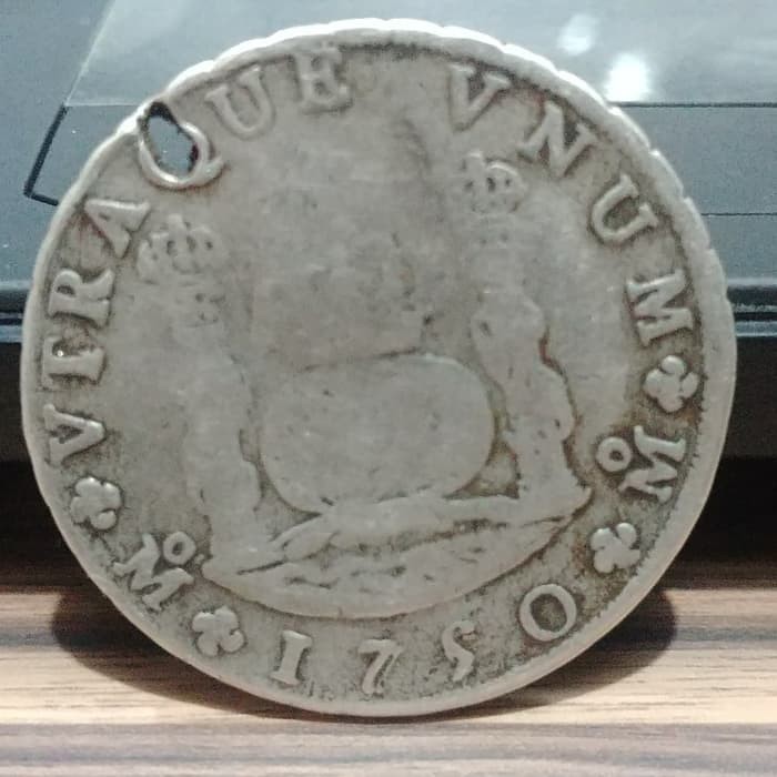 Koin Perak Kuno Pilar Hispan Bola Dunia 8R Tahun 1794