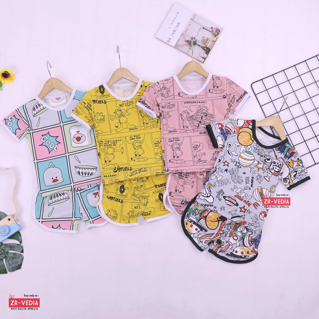 [MOTIF] Set Chuba Chups uk Bayi - 3 Tahun / PREMIUM Baju Baby Perempuan Pendek Setelan Tidur Adem List