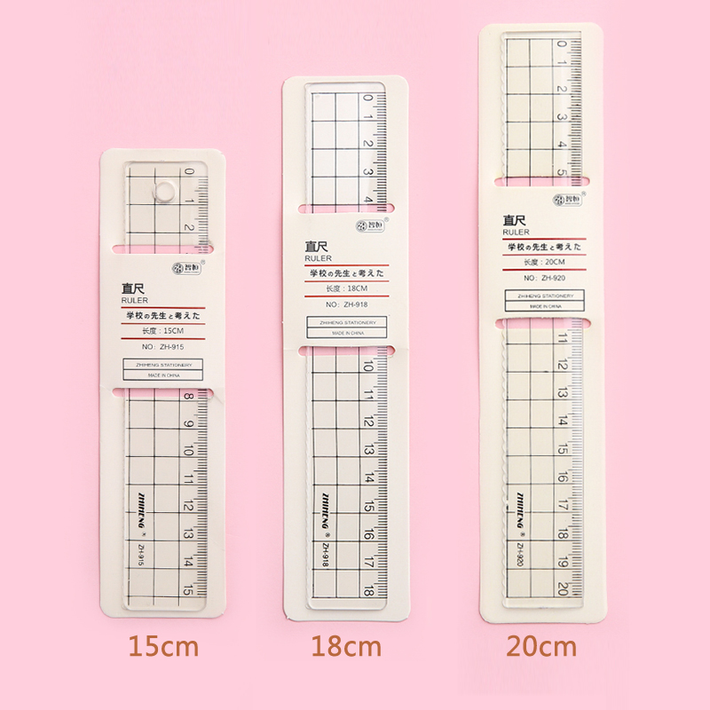 [Ready Stock] Korean Simple Transparent Ruler 15cm/18cm/20cm Student Drawing Measurement Acrylic Ruler