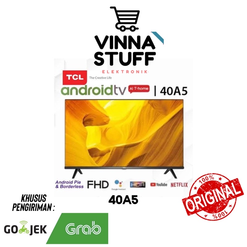Televisi LED 40 Inch TCL 40A5 Full HD Smart Android TV Netflix Youtube Google