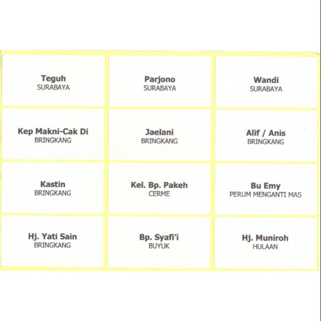 

Label Nama / Label Undangan Murah Bijian