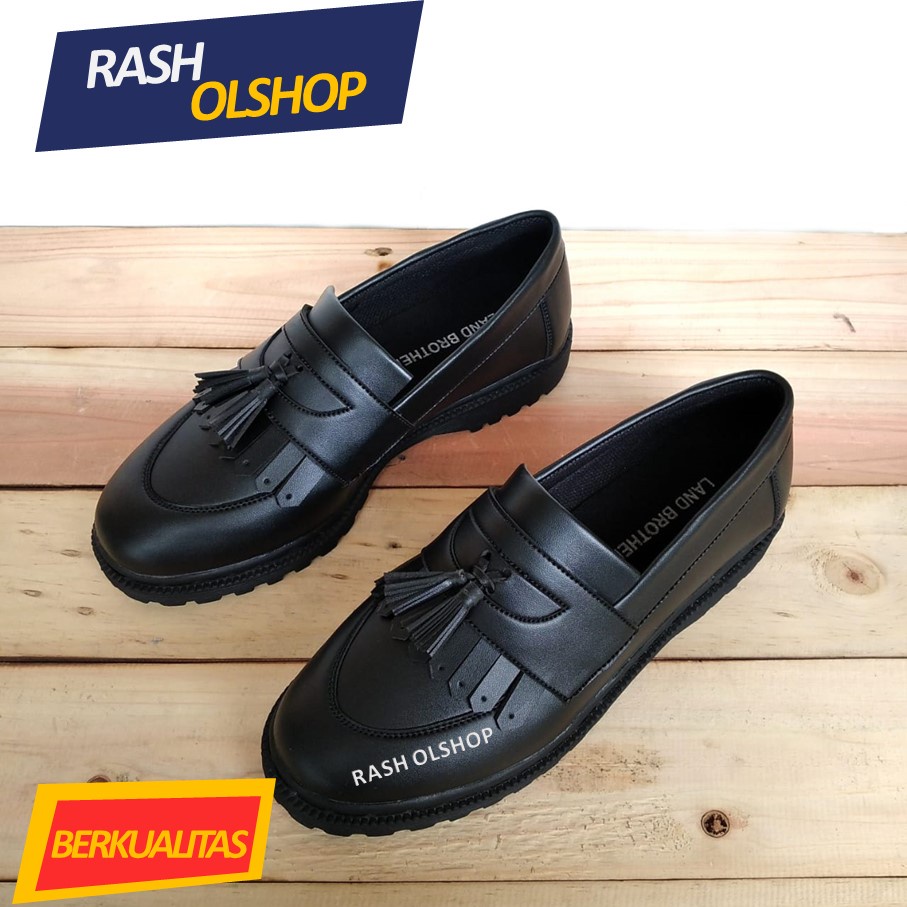 Sepatu Dockmart Wanita  Full Black Terbaru Model Slip On Penny Loafer Wanita Terbaru