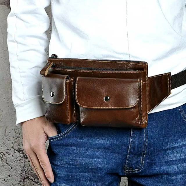 Tas pinggang kulit asli kulit sapi