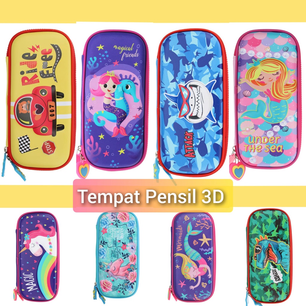 Tempat Tepak Kotak Pensil Anak Laki Laki Perempuan Karakter 3D PC0006