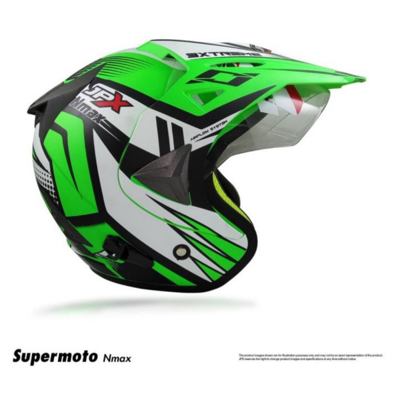 Helm semi cross JPX He supermoto Nmax Hijau Doff