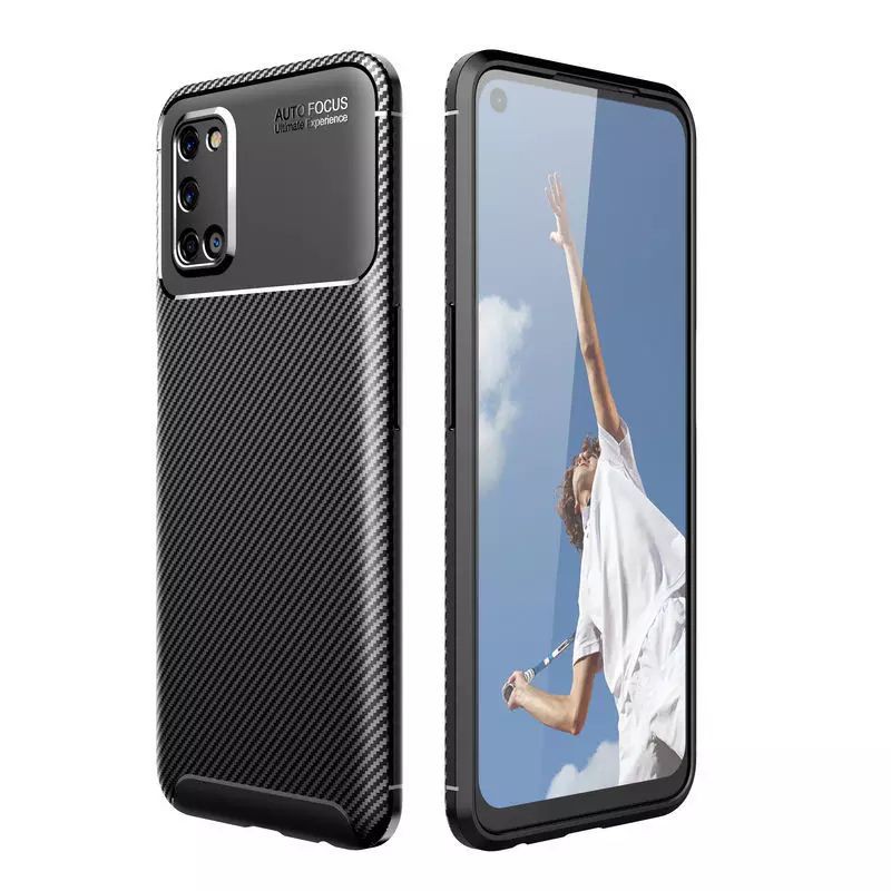 Case Carbon OPPO A52 / A92 - Softcase Silikon Auto Focus Slim Fit TPU Casing Karbon Cover Original