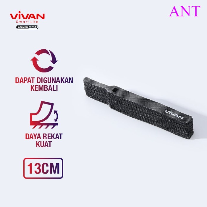 CABLE TIES VIVAN  Reusable Velcro Strap Pengikat Perekat Penjepit Kabel Black - ORIGINAL  ANT