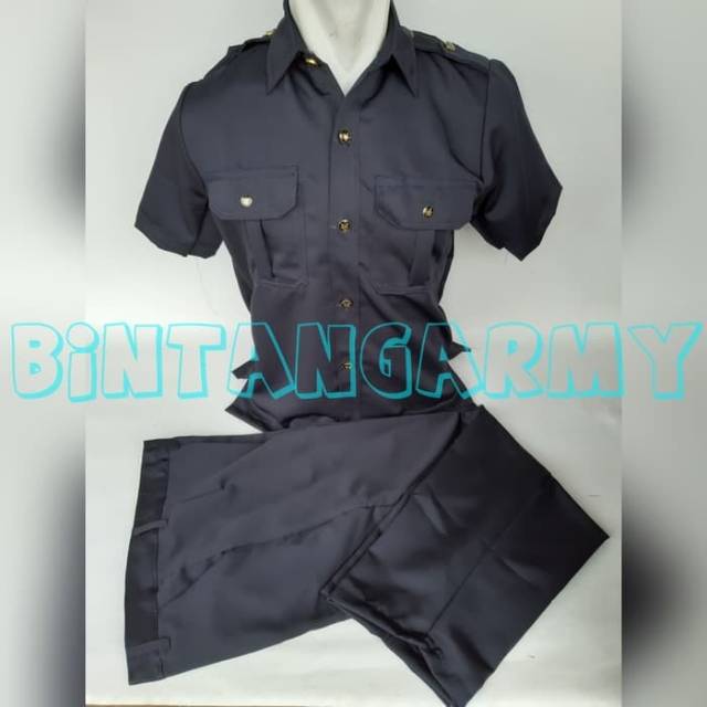 Seragam Safari Pendek Biru Dongker / Baju Security