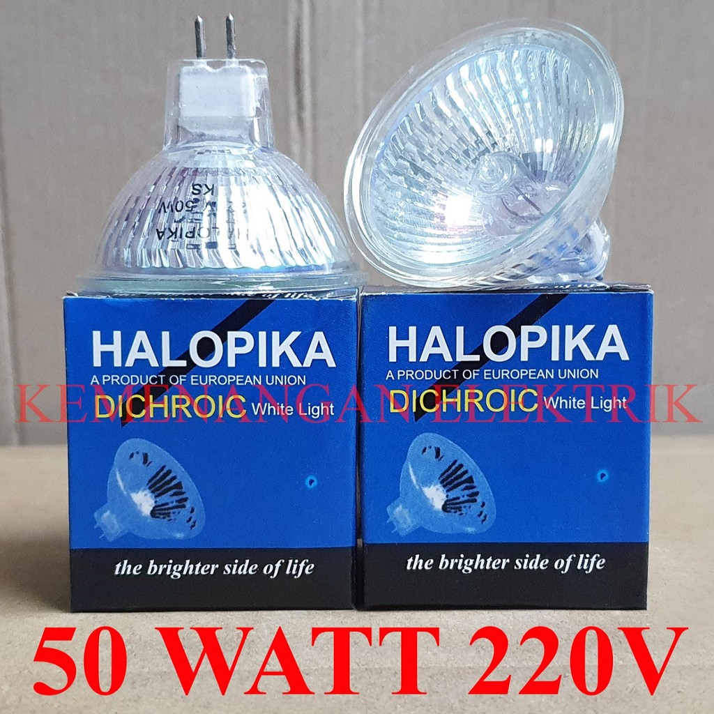 LAMPU HALOPIKA HALOGEN MANGKOK 50W MR16 SINAR KUNING DICHROIC 50 W 50WATT 220V / HALOGEN TUSUK MR 16 50W 220 V