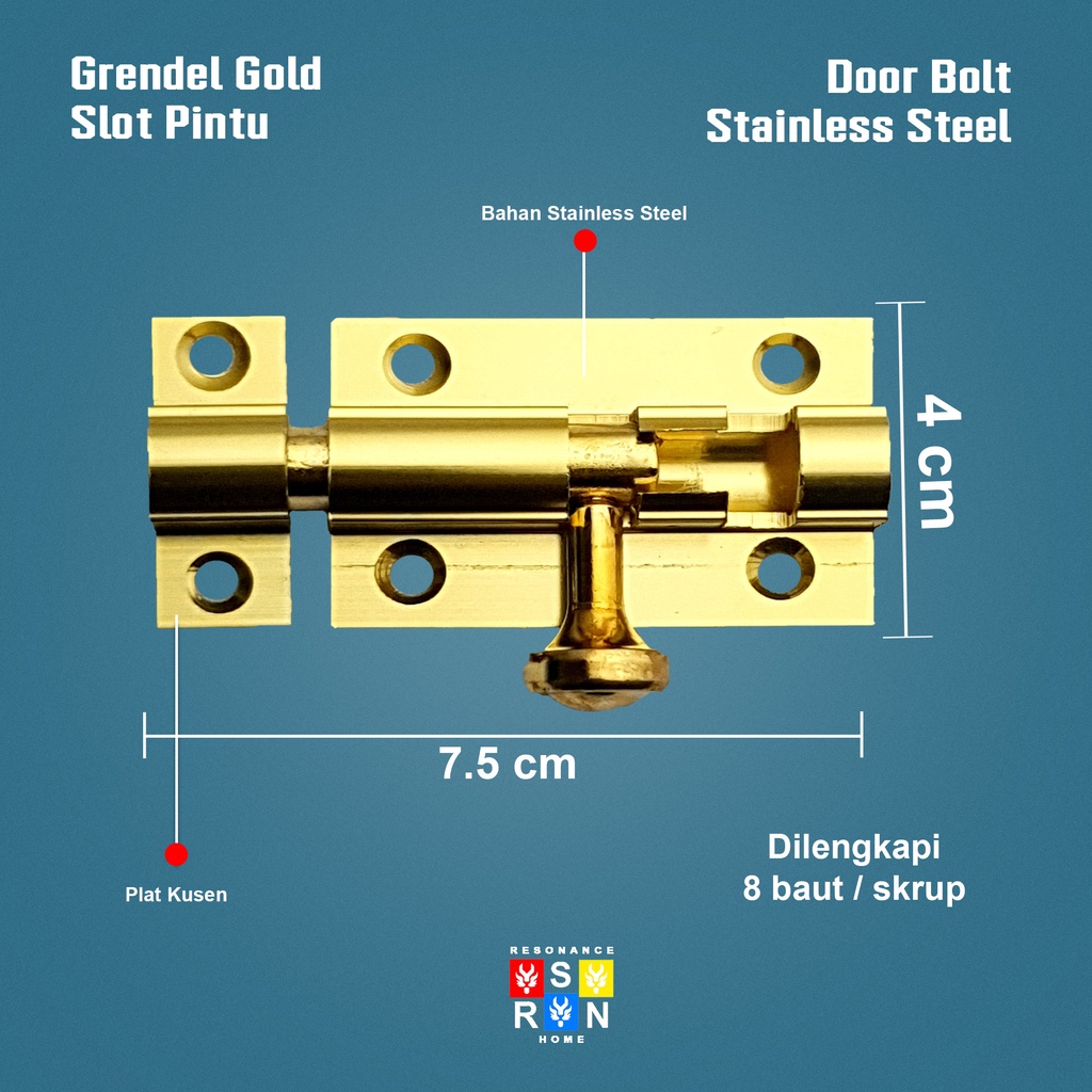 Slot Pintu Kuning 3&quot; l Jendela Plat Tebal Grendel 3 Inch Inci l Barel Bolt Resonance Home