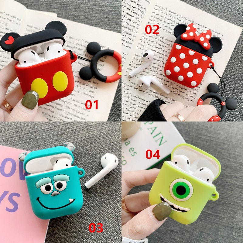 Casing Boneka Kartun Mickey Minnie Bahan Silikon Lembut untuk Apple airpods