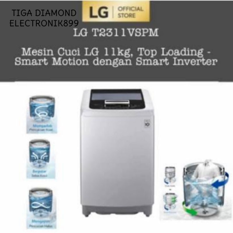 MESIN CUCI LG T 2311 VSPM 11KG 1 TABUNG