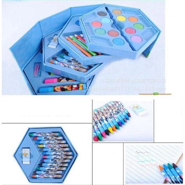 COD (700GR) Crayon Set 46 pcs Crayon Oil Paste| crayon 4in1| crayon 4 susun Pensil Warna Pensil Warna Lengkap Alat Mewarnaii| alat melukis | pensil warna