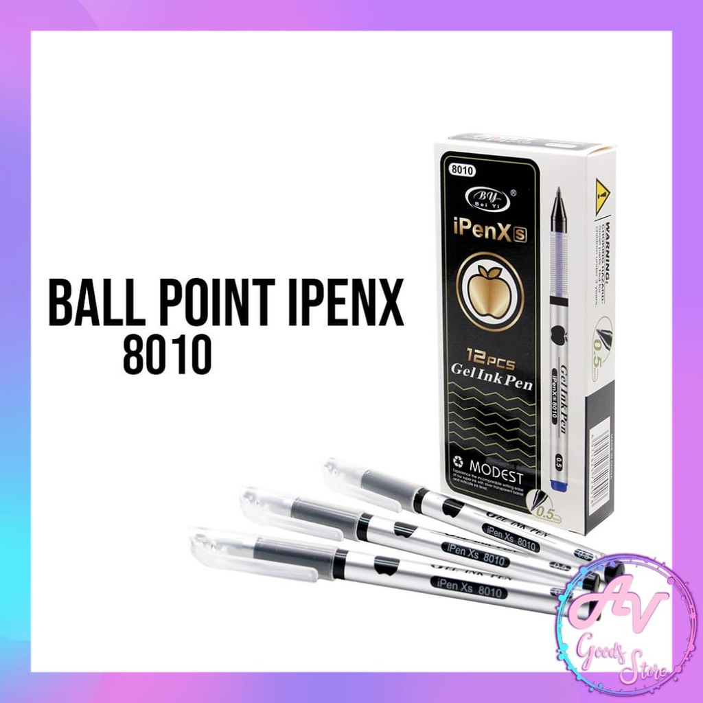 

Pulpen Gel Apel IpenX 8010 (12pcs) / 1Lusin Ballpoint Gel / Pena Bolpen Apel