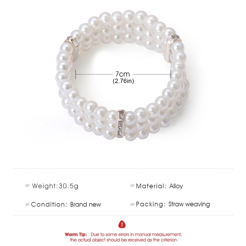 Gelang Mutiara Berlian Imitasi Multilayer Elastis Adjustable Gaya Korea Untuk Wanita