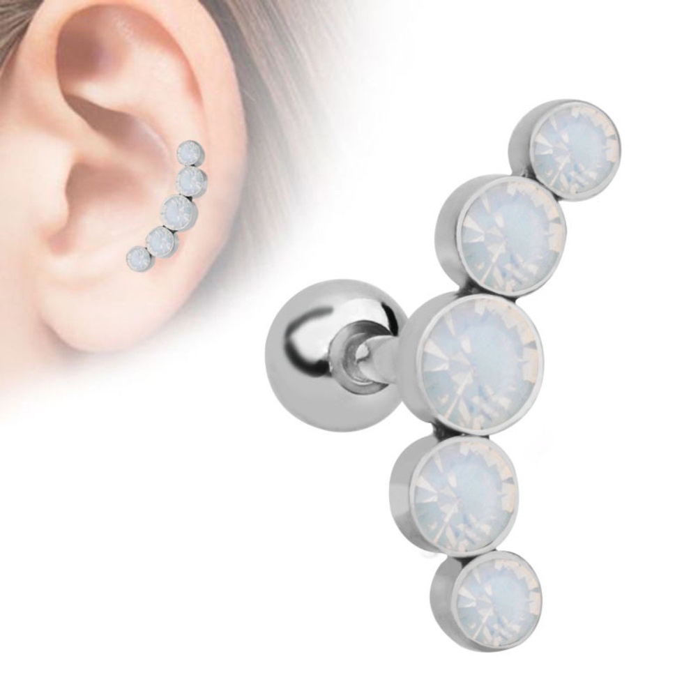 1 Pc Anting Stud Piercing Tulang Rawan Helix Tragus Aksen Berlian Imitasi Untuk Wanita