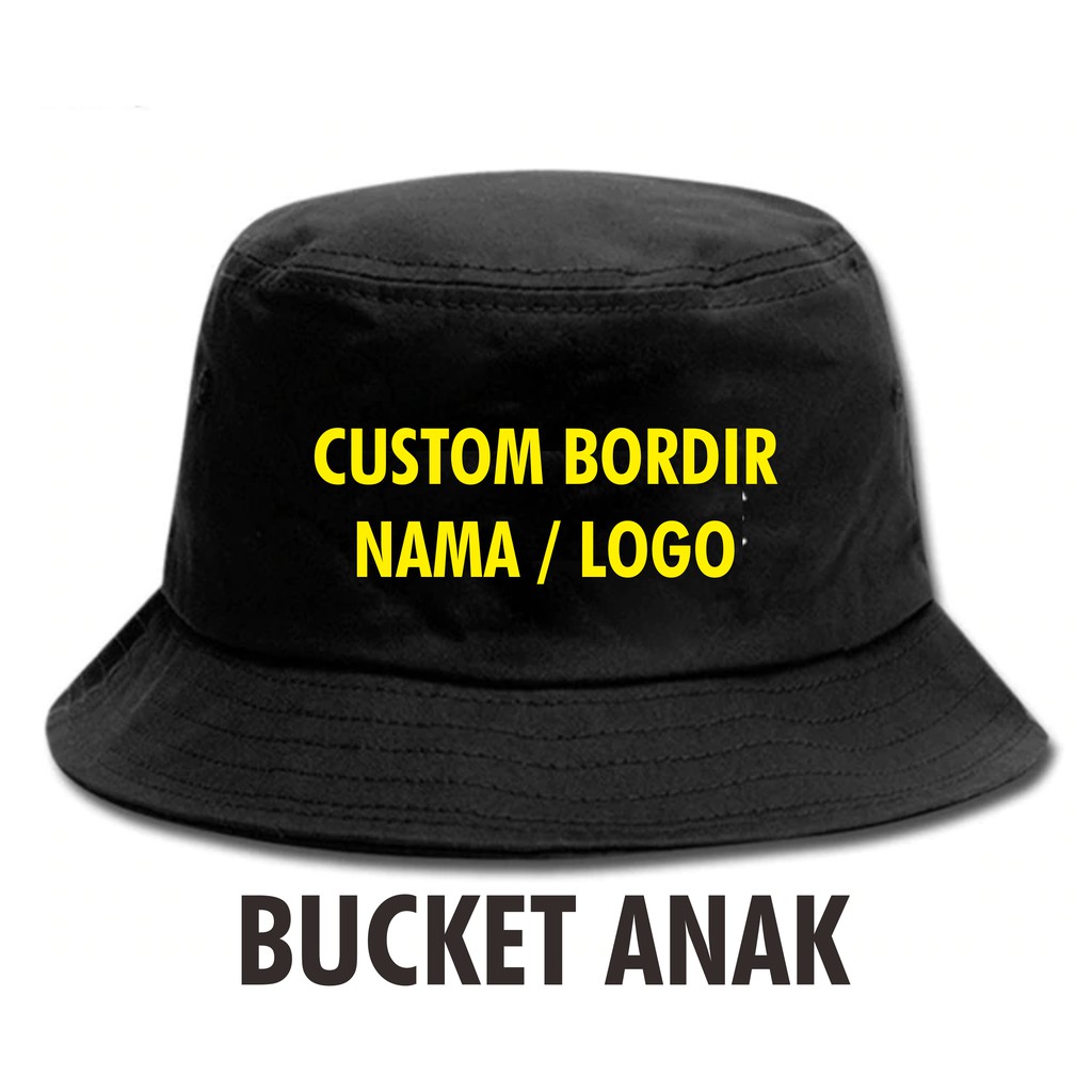 Topi Bucket Hat Anak Custom Nama Bordir Logo Sekolah TK SD