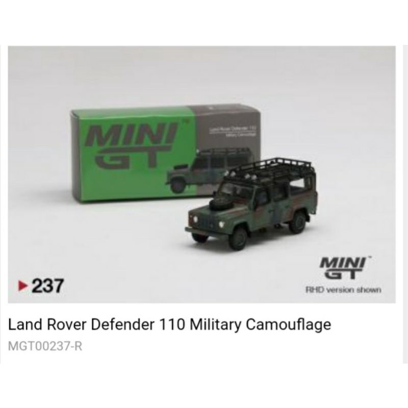 MINI GT 237 LAND ROVER DEFENDER MILITARY CAMOUFLAGE