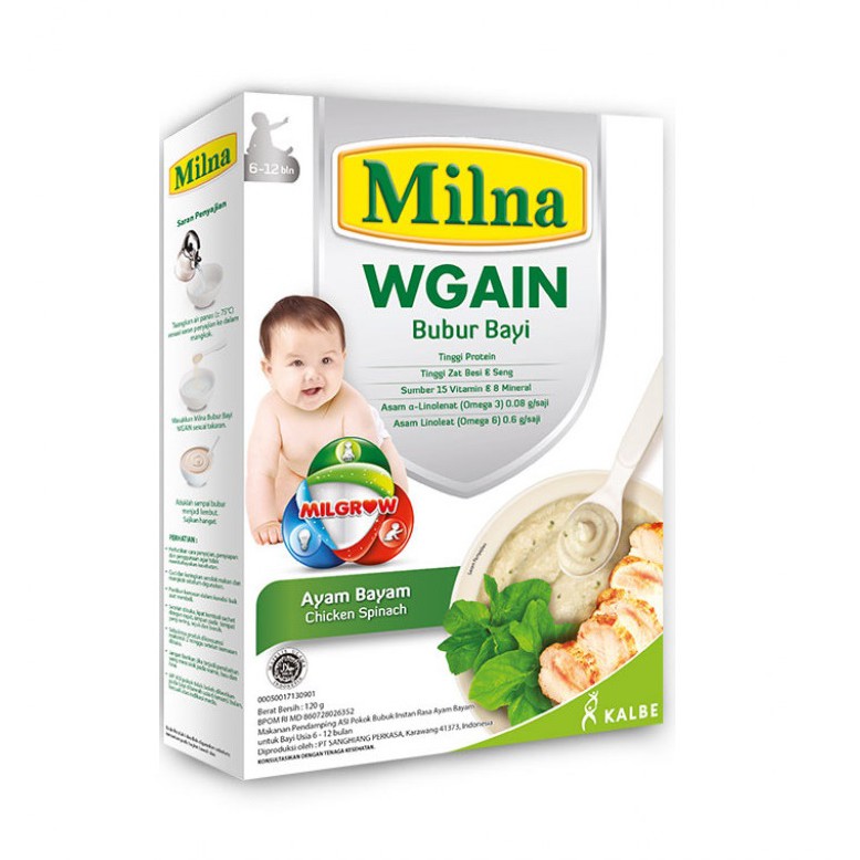 Milna Bubur WGain Ayam Bayam 120 gr