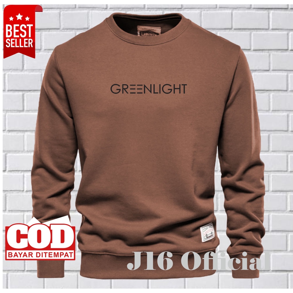 GREENLIGHT CREWNECK Sweater Oblong Pria Wanita Bahan Fleece Tebal