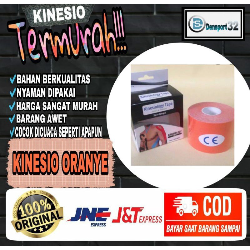 KINESIO TAPE + BOX / TAPPING KINESIOLOGY TAPING FUTSAL 5cm x 5m MURAH, TAPING OLAHRAGA WARNA ORANYE