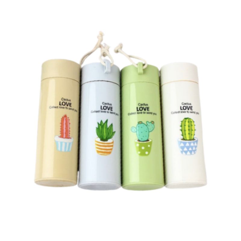 My Bottle Botol Minum BPA Free Sport &amp; Pouch | Termos Tumbler Motif Cactus &amp; 6 OUP 450ml