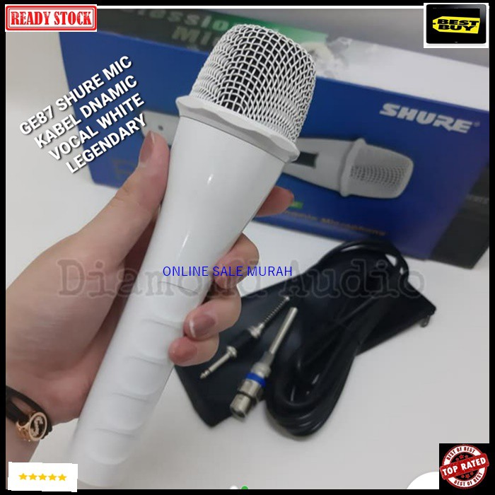 G87 SHURE legendary Mic kabel Microphone cable mik karaoke vocal vokal audio sound system pengeras suara pro profesional mikrophone dynamic legendaris white putih musik G87   BISA SEGALA JENIS AUDIO SYSTEM  TERBUAT DARI BESI METAL  Langsung nyala tanpa ba